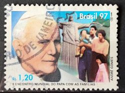 C 2043 Selo Encontro Mundial do Papa com as Familias Religiao 1997 Circulado 10