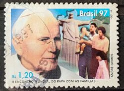 C 2043 Selo Encontro Mundial do Papa com as Familias Religiao 1997 Circulado 2