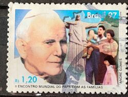 C 2043 Selo Encontro Mundial do Papa com as Familias Religiao 1997 Circulado 3