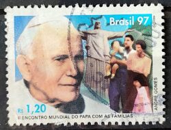 C 2043 Selo Encontro Mundial do Papa com as Familias Religiao 1997 Circulado 5
