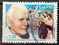 C 2043 Selo Encontro Mundial do Papa com as Familias Religiao 1997 Circulado 8