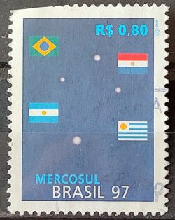 C 2044 Selo Mercosul Bandeira Paraguai Argentina Uruguai Estrela 1997 Circulado 1