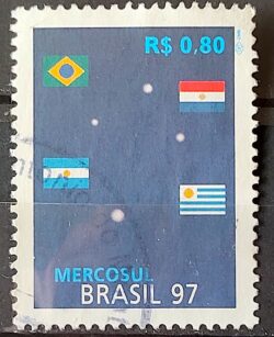 C 2044 Selo Mercosul Bandeira Paraguai Argentina Uruguai Estrela 1997 Circulado 2