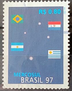 C 2044 Selo Mercosul Bandeira Paraguai Argentina Uruguai Estrela 1997 Circulado 4