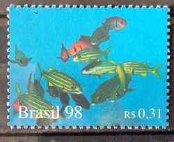 C 2102 Selo Oceanos Peixe Cardume 1998