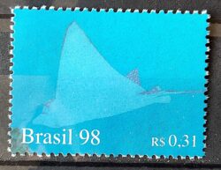 C 2104 Selo Oceanos Peixe Arraia 1998