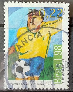 C 2124 Selo Copa do Mundo Futebol Franca Arte Aldemir Martins 1998 Circulado 1