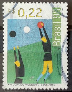 C 2129 Selo Copa do Mundo Futebol Franca Arte Guto Lacaz 1998 Circulado 1