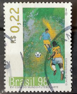 C 2130 Selo Copa do Mundo Futebol Franca Arte Glauco Rodrigues 1998 Circulado 1