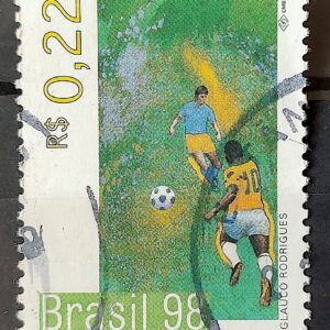 C 2130 Selo Copa do Mundo Futebol Franca Arte Glauco Rodrigues 1998 Circulado 1