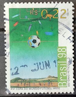 C 2135 Selo Copa do Mundo Futebol Franca Arte 1998 Circulado 1