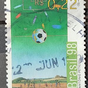 C 2135 Selo Copa do Mundo Futebol Franca Arte 1998 Circulado 1