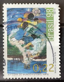 C 2136 Selo Copa do Mundo Futebol Franca Arte Marcio Grostein 1998 Circulado 1