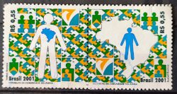 C 2402 Selo Programas do Conselho da Comunidade Solidaria Bandeira Mapa 2001 Circulado 1