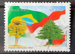 C 2607 Selo Imigracao Libanesa Libano Bandeira 2005 Circulado 2
