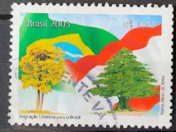 C 2607 Selo Imigracao Libanesa Libano Bandeira 2005 Circulado 6