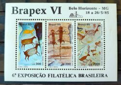 B 69 Selo Pinturas Rupestres Brapex VI 1985 Obs Verso