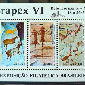 B 69 Selo Pinturas Rupestres Brapex VI 1985 Obs Verso