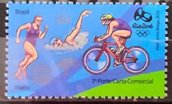 C 3477 Selo Olimpiadas Rio 2016 Triatlo Natacao Ciclismo Bicicleta 2015