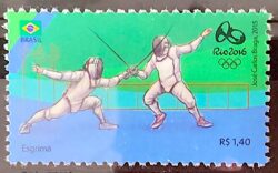 C 3545 Selo Olimpiadas Rio 2016 Esgrima 2015