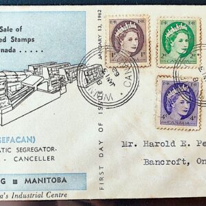 Envelope FDC 000 1962 Canada Rainha Monarquia