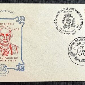 Envelope FDC 000 1963 Jose Bonifacio CPD e CBC RJ Guanabara