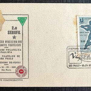 Envelope FDC 000 1963 SENAFIL Semana Nacional dos Comerciantes Filatelicos Porto Alegre CBC SP