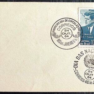 Envelope FDC 000 1964 Nacoes Unidas Presidente Kennedy Estados Unidos CBC RJ Guanabara