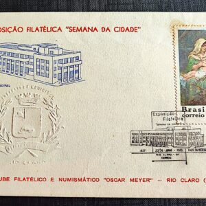 Envelope FDC 000 1968 Exposicao Filatelica Rio Claro Dia das Maes CBC SP 1
