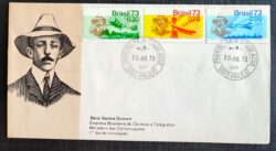 Envelope FDC 026 1973 Serie Santos Dumont Aviao Aviacao CPD SP