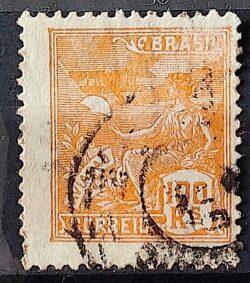 Selo Regular Cod RHM 220 Vovo Aviacao Aviao 100 Reis Filigrana F 1924 Circulado 18