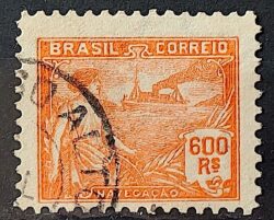 Selo Regular Cod RHM 237 Vovo Navegacao Navio 600 Reis Filigrana F 1924 Circulado 2