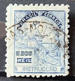 Selo Regular Cod RHM 238 Vovo Instrucao 2000 Reis Filigrana F 1924 Circulado 1