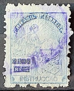 Selo Regular Cod RHM 238 Vovo Instrucao 2000 Reis Filigrana F 1924 Circulado 2