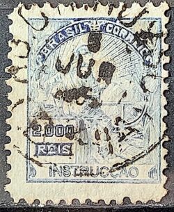 Selo Regular Cod RHM 238 Vovo Instrucao 2000 Reis Filigrana F 1924 Circulado 3