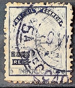 Selo Regular Cod RHM 238 Vovo Instrucao 2000 Reis Filigrana F 1924 Circulado 6