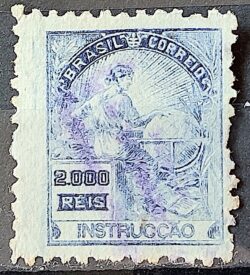 Selo Regular Cod RHM 238 Vovo Instrucao 2000 Reis Filigrana F 1924 Circulado 7