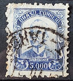 Selo Regular Cod RHM 240 Vovo Ruy Barbosa 5000 Reis Filigrana F 1924 Circulado 2