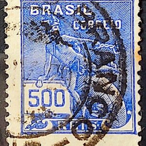 Selo Regular Cod RHM 248 Vovo Mercurio e Globo 500 Reis Filigrana D 1928 Circulado 6