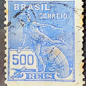 Selo Regular Cod RHM 248Es Vovo Mercurio e Globo 500 Reis Sem Filigrana D 1928 Circulado