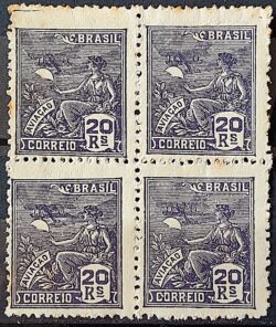 Selo Regular Cod RHM 252 Vovo Aviacao Aviao 20 Reis Filigrana H 1929 Quadra 2