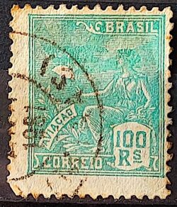 Selo Regular Cod RHM 254 Vovo Aviacao Aviao 100 Reis Filigrana H 1929 Circulado 4