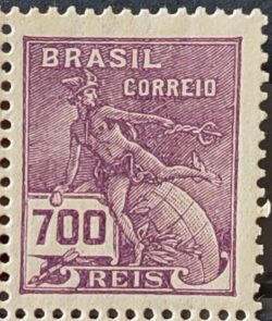 Selo Regular Cod RHM 260 Vovo Mercurio e Globo 700 Reis Filigrana H 1929