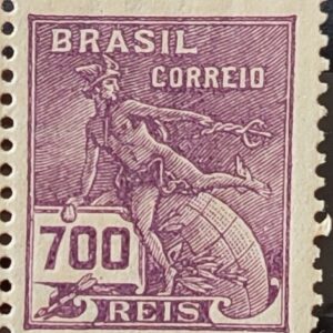 Selo Regular Cod RHM 260 Vovo Mercurio e Globo 700 Reis Filigrana H 1929