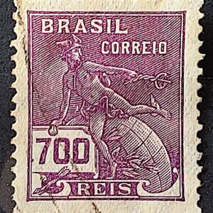 Selo Regular Cod RHM 260 Vovo Mercurio e Globo 700 Reis Filigrana H 1929 Circulado 1