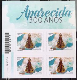 C 3706 Selo Nossa Senhora Aparecida Religiao 2017 Quadra Vinheta 300 Anos
