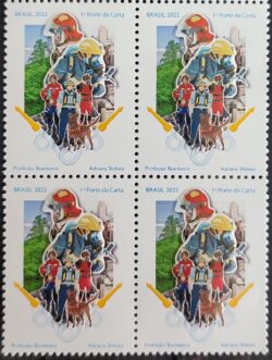 C 4052 Selo Profissao Bombeiro Capacete Cachorro Cao Mascara 2022 Quadra