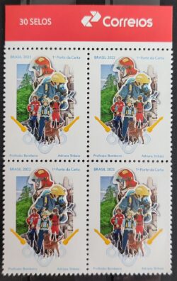 C 4052 Selo Profissao Bombeiro Capacete Cachorro Cao Mascara 2022 Quadra Vinheta Correios