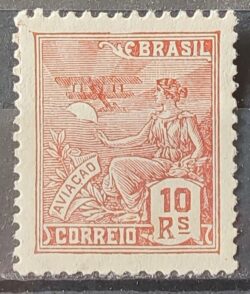 Selo Regular Cod RHM 275 Vovo Aviacao Aviao 10 Reis Filigrana K 1931 1