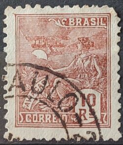 Selo Regular Cod RHM 275 Vovo Aviacao Aviao 10 Reis Filigrana K 1931 Circulado 6